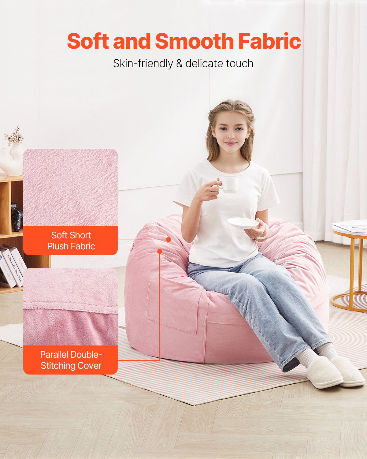 Bean Bag Chair with Armrests and Storage Pocket/Removable Cover & Dutch Velvet - Picture 41 of 62