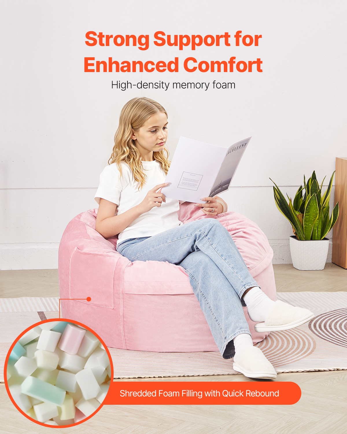 Bean Bag Chair with Armrests and Storage Pocket/Removable Cover & Dutch Velvet - Picture 42 of 62