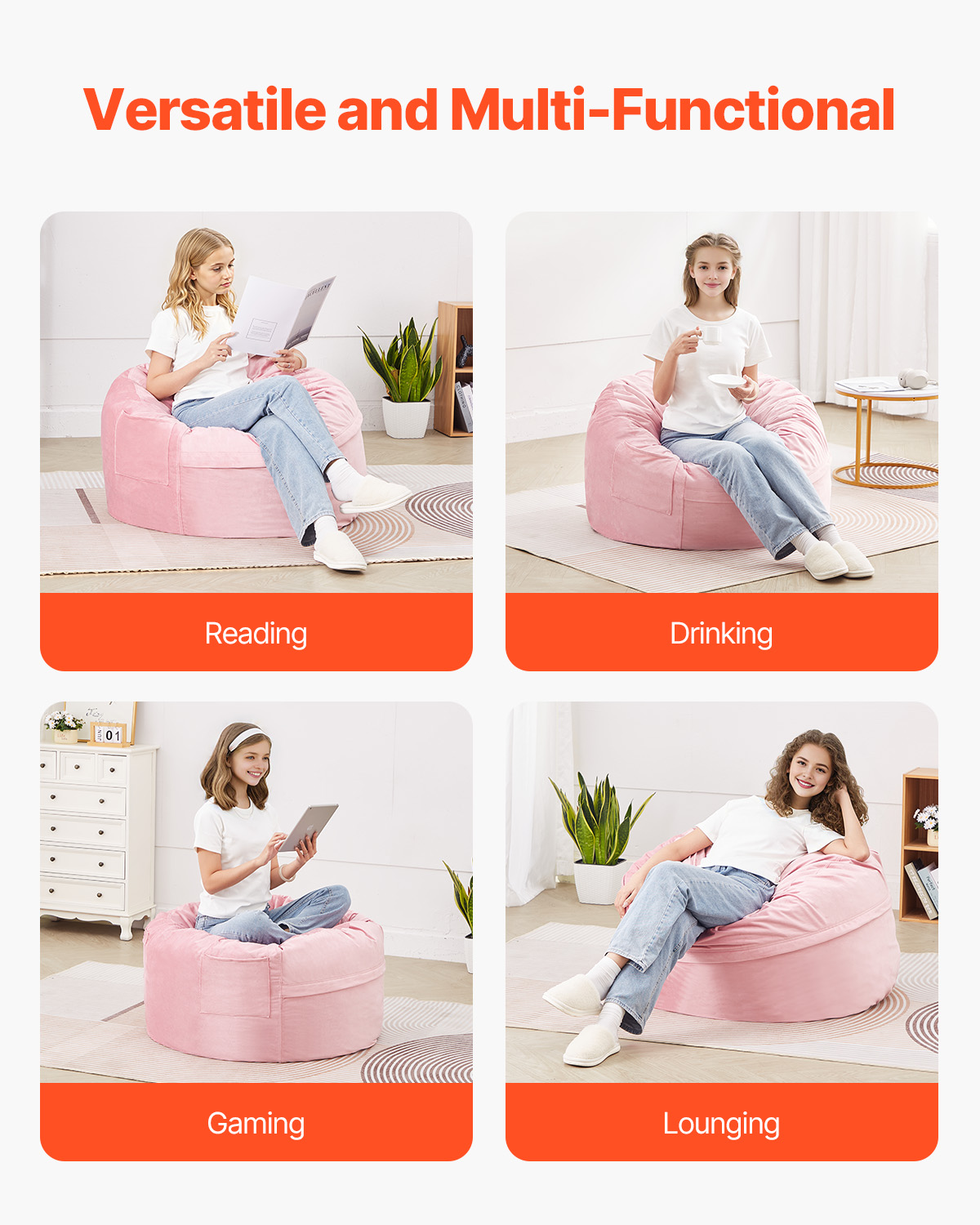 Bean Bag Chair with Armrests and Storage Pocket/Removable Cover & Dutch Velvet - Picture 45 of 62