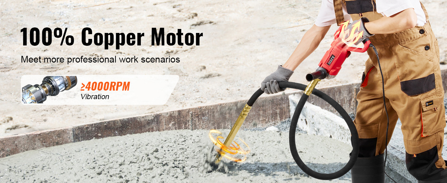 VEVOR Handheld Concrete Vibrator, 800W Electric Vibrator 13000 VPM