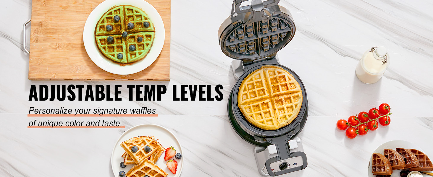 Title 4, VEVOR 2-Layer Waffle Maker 1400W Round Waffle I...