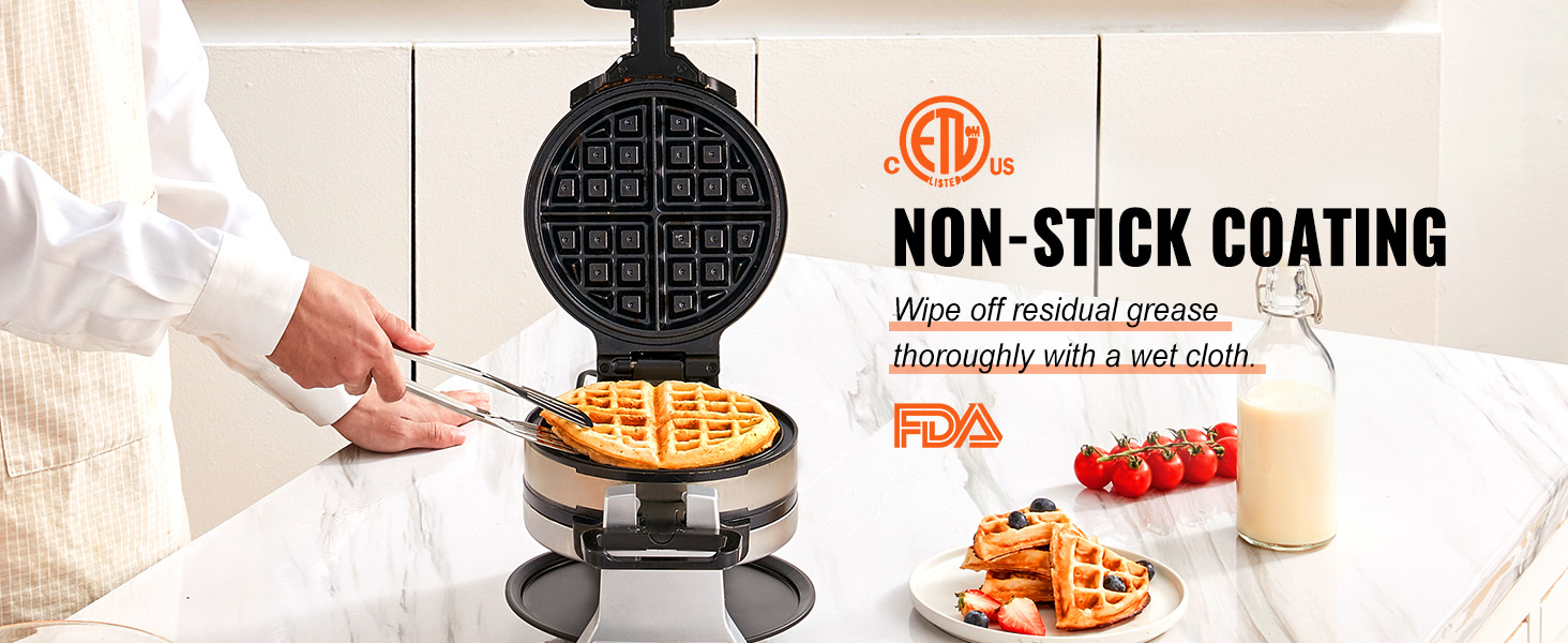 Title 5, VEVOR 2-Layer Waffle Maker 1400W Round Waffle I...