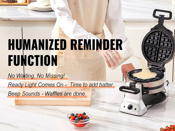 VEVOR Silver Stainless Steel Waffle Maker, 1400W