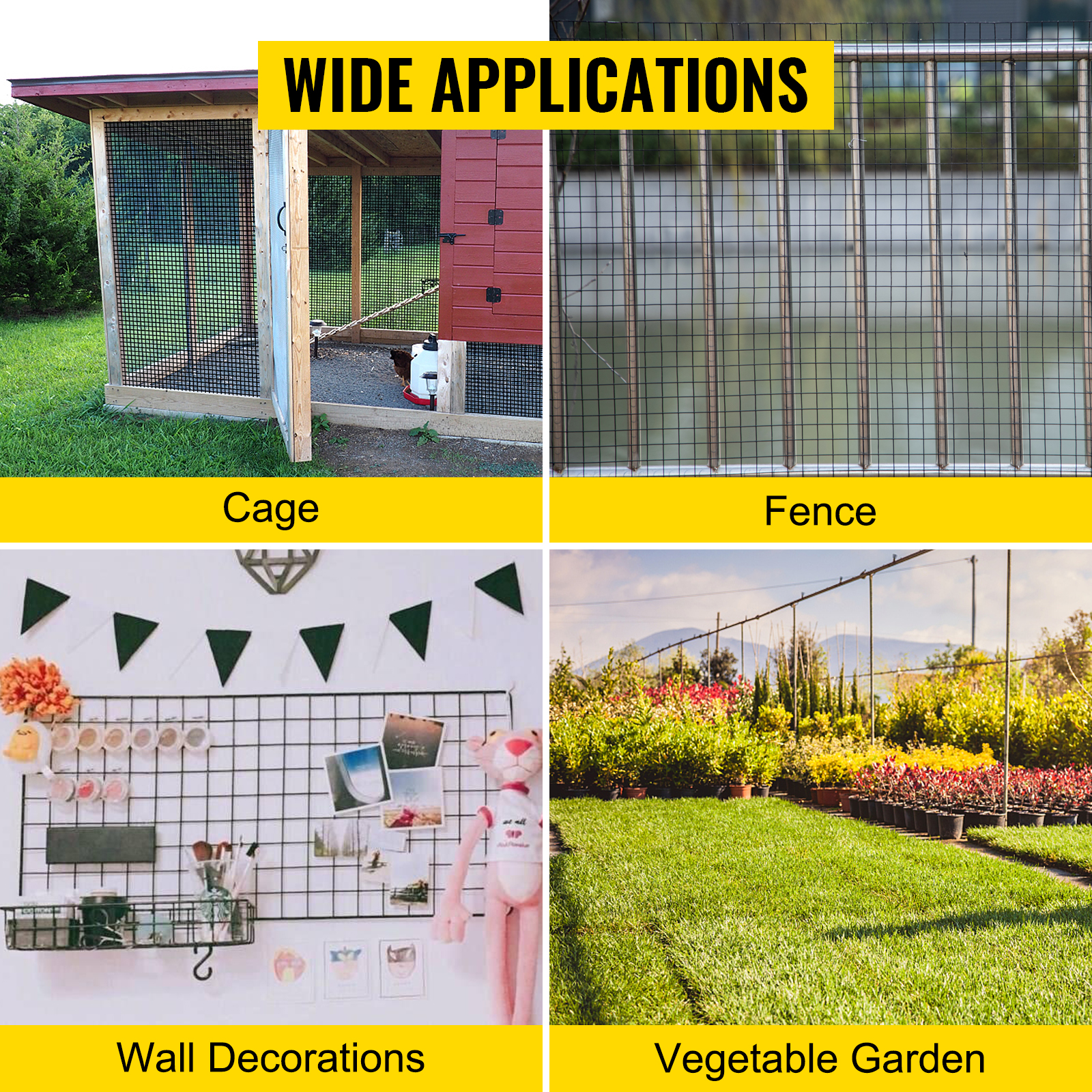 VEVOR Hardware Cloth, 24 x 100' & 1x1 Mesh Size, Galvanized Steel Vinyl  Coated 16 gauge Welded Wire, w/A Cutting Plier & A Pair of Fabric Gloves,  for Garden Fencing & Pet