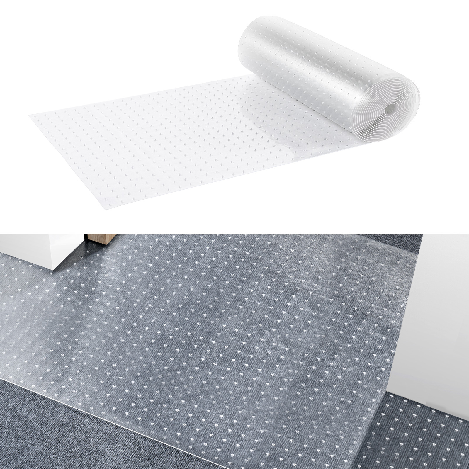 Clear Vinyl Plastic Carpet Protector Floor Mat w/ Rug Grips 24" x 4ft-25ft - Picture 14 of 46