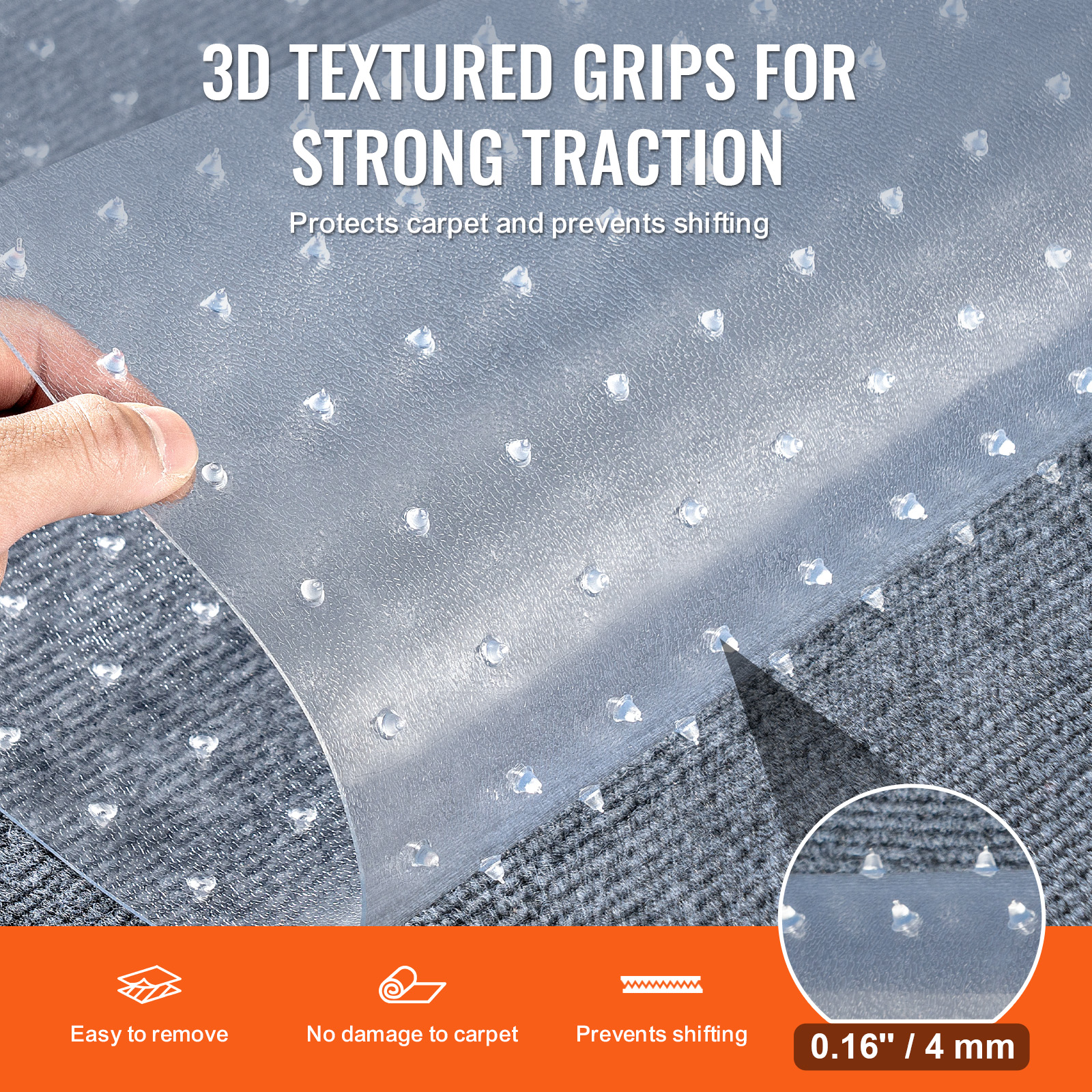 Clear Vinyl Plastic Carpet Protector Floor Mat w/ Rug Grips 24" x 4ft-25ft - Picture 5 of 46