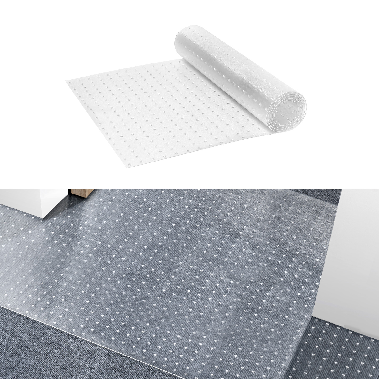 Clear Vinyl Plastic Carpet Protector Floor Mat w/ Rug Grips 24" x 4ft-25ft - Picture 3 of 46