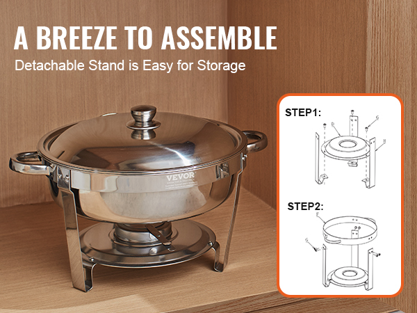 VEVOR 5 Qt 4 Pack Round Chafing Dish Buffet Set Full-Size Pan Stainless Steel Gold - Silver 2 main image 1