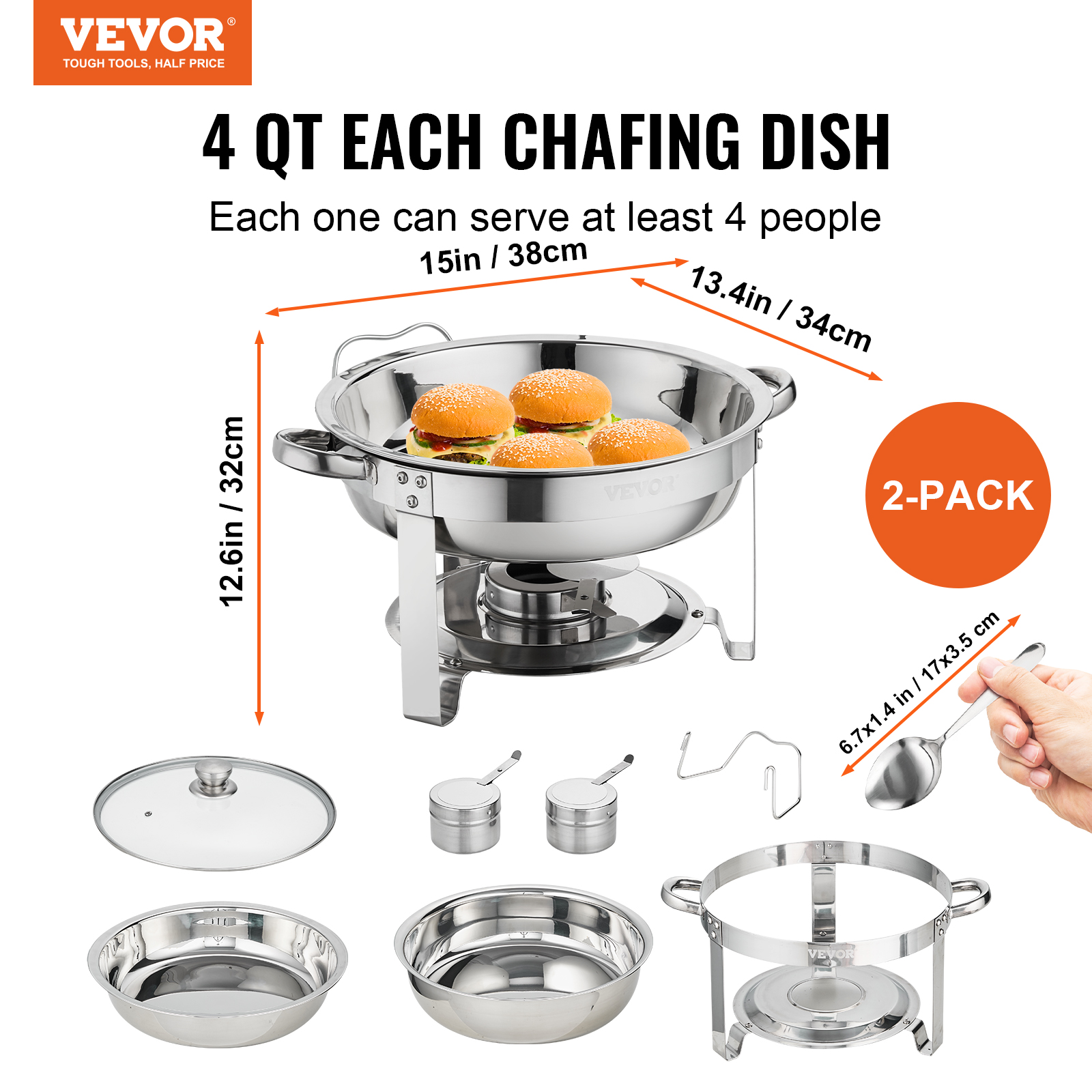 9Qt Stainless Steel Chafer Chafing Dish Sets Catering Food Warmer Buffet Set - Picture 64 of 98