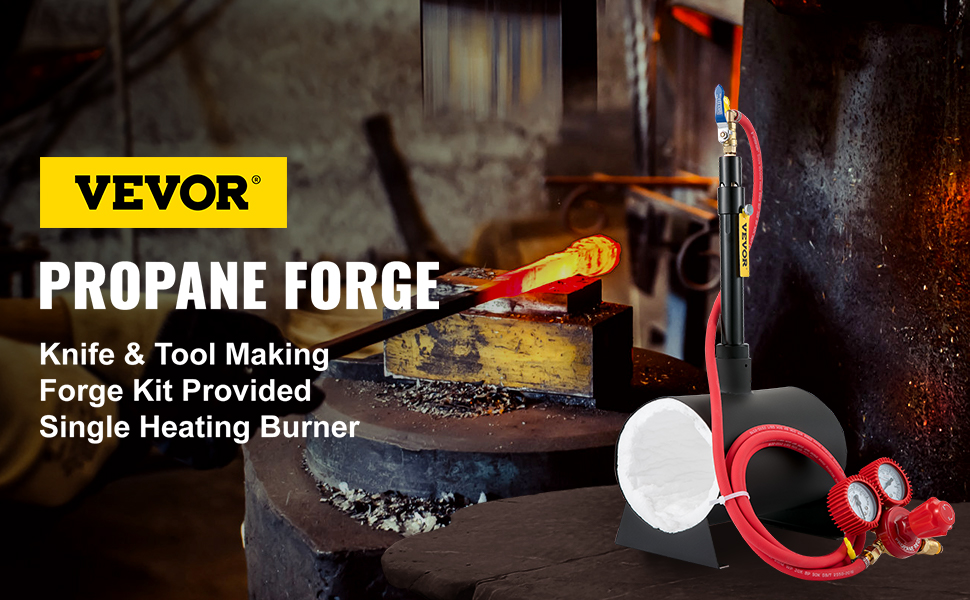 VEVOR Propane Knife Forge, Farrier Furnace with Single Burner (262k BTU),  Portable Round Metal Forge W/an Open Structure, Large Capacity, for  Blacksmithing, Knife Making, Forging Tools, 2462℉/1350℃