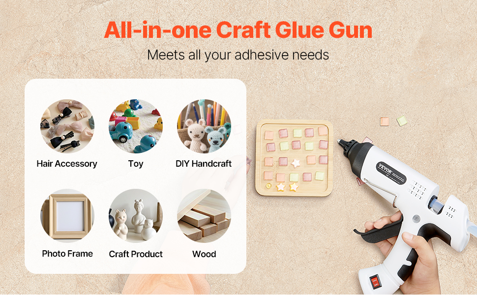 VEVOR Hot Glue Gun, 60/100W Dual Power, Mini Hot Glue Gun with 20 ...