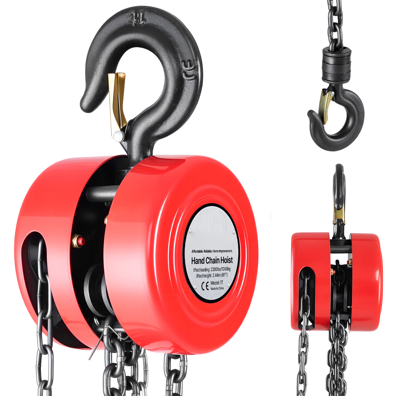 Uimoso Manual Chain Hoist 1 Ton/2Ton Capacity with G70 Chain 8/10/20ft Options