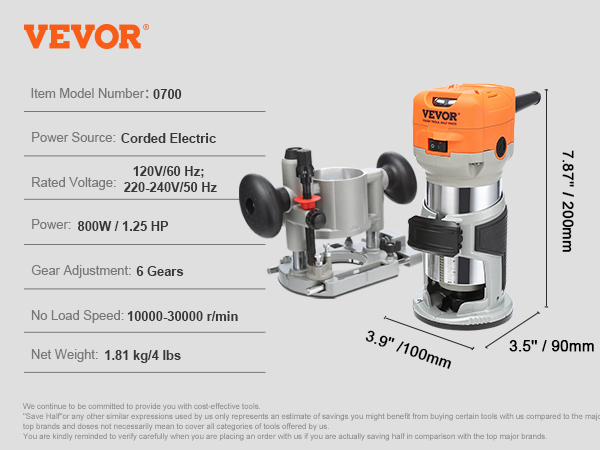 Wood Trimmer Router,30000RPM,800W