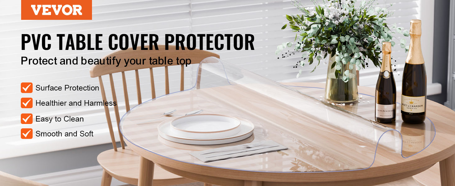 Protection De Table En PVC Transparent De 1,5 Mm, Imperméable