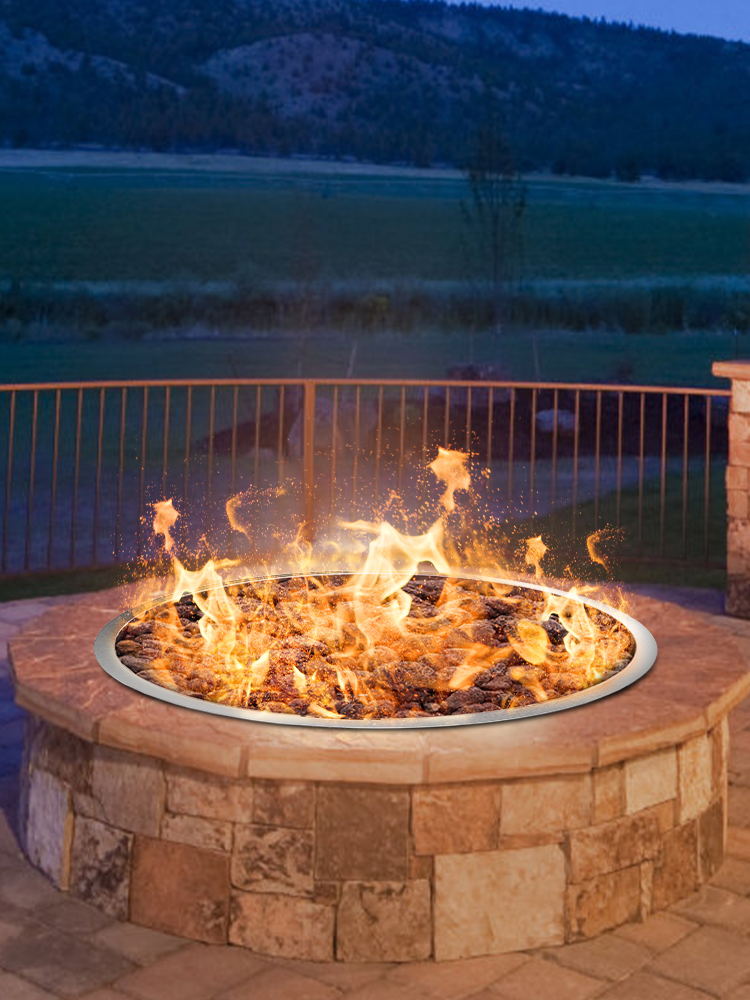 VEVOR Drop in Fire Pit Pan, 19" x 19" Round Fire Pit Burner, Stainless Steel Gas Fire Pan, Fire Pit Burner Pan w/ 1 Pack Volcanic Rock Fire Pit Insert w/ 90K BTU for Keeping Warm w/ Family & Friends