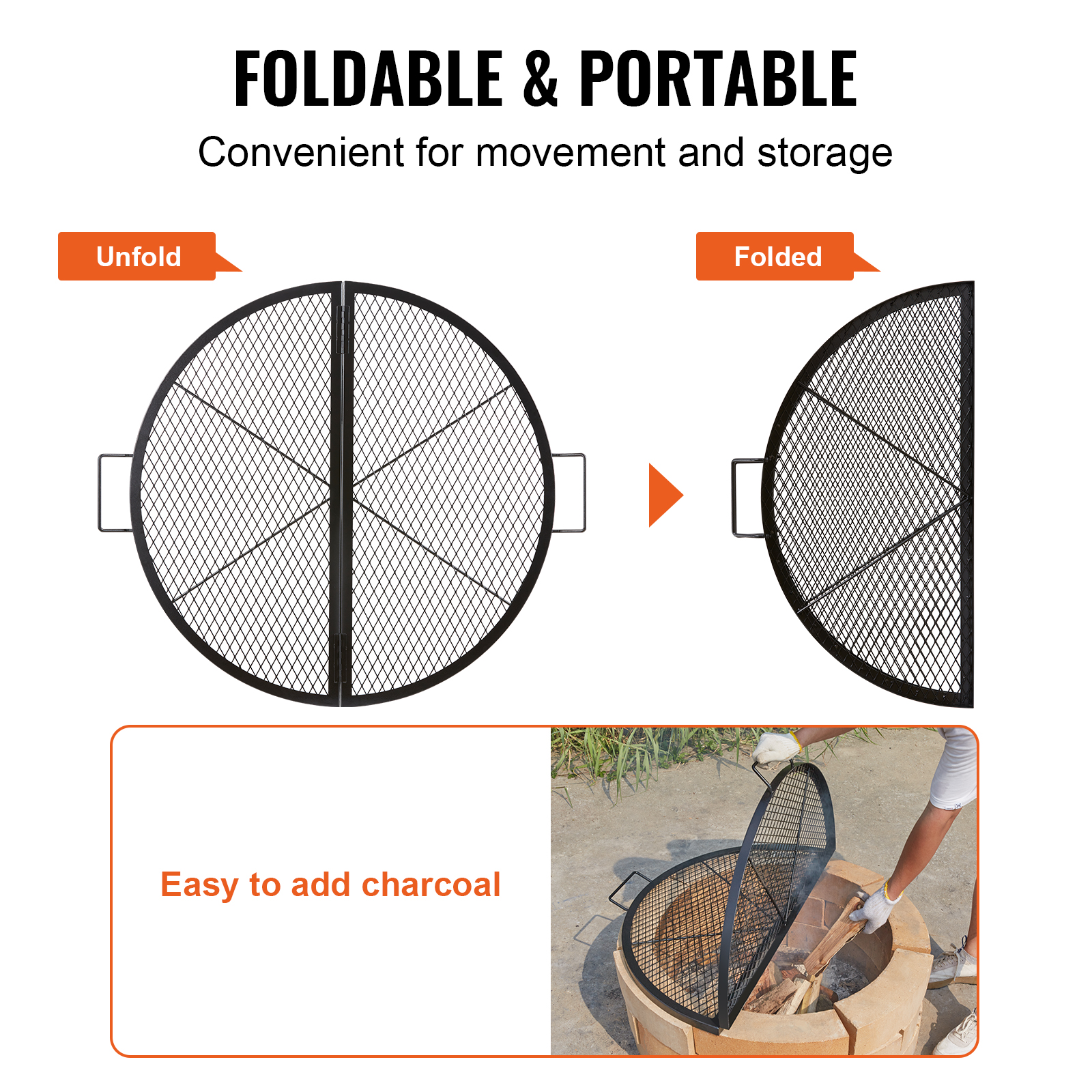 VEVOR 30/32/36/44" Round/Rectangle Cooking Grate Fire Pit Grill Grate X-Marks - Picture 29 of 62