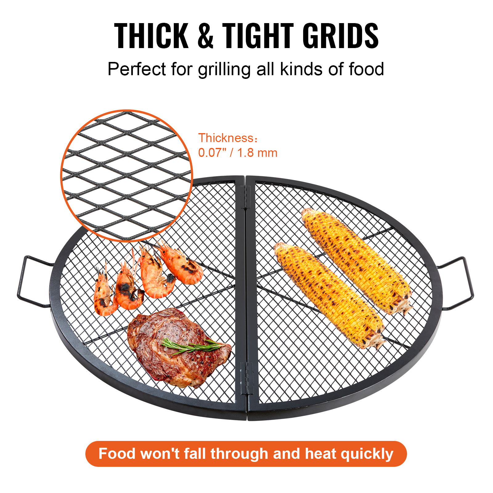 VEVOR 30/32/36/44" Round/Rectangle Cooking Grate Fire Pit Grill Grate X-Marks - Picture 31 of 62