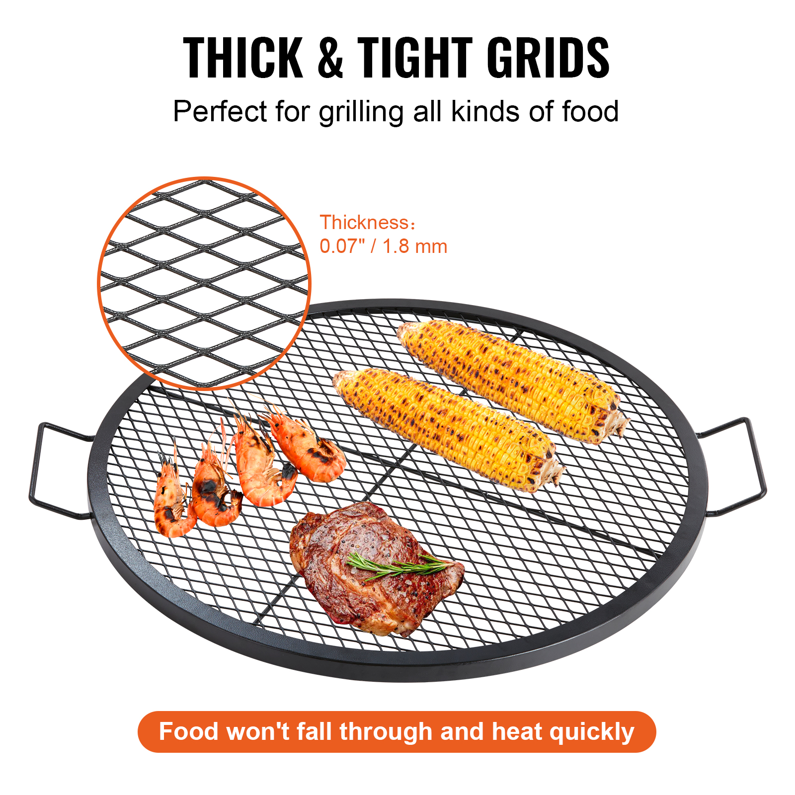 VEVOR 30/32/36/44" Round/Rectangle Cooking Grate Fire Pit Grill Grate X-Marks - Picture 18 of 62