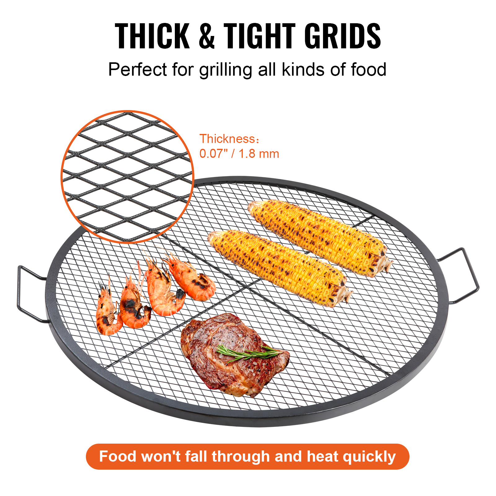VEVOR 30/32/36/44" Round/Rectangle Cooking Grate Fire Pit Grill Grate X-Marks - Picture 6 of 62