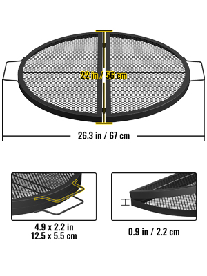 VEVOR Fire Pit Cooking Grate 22 Inch, Foldable Round Cooking Grill ...