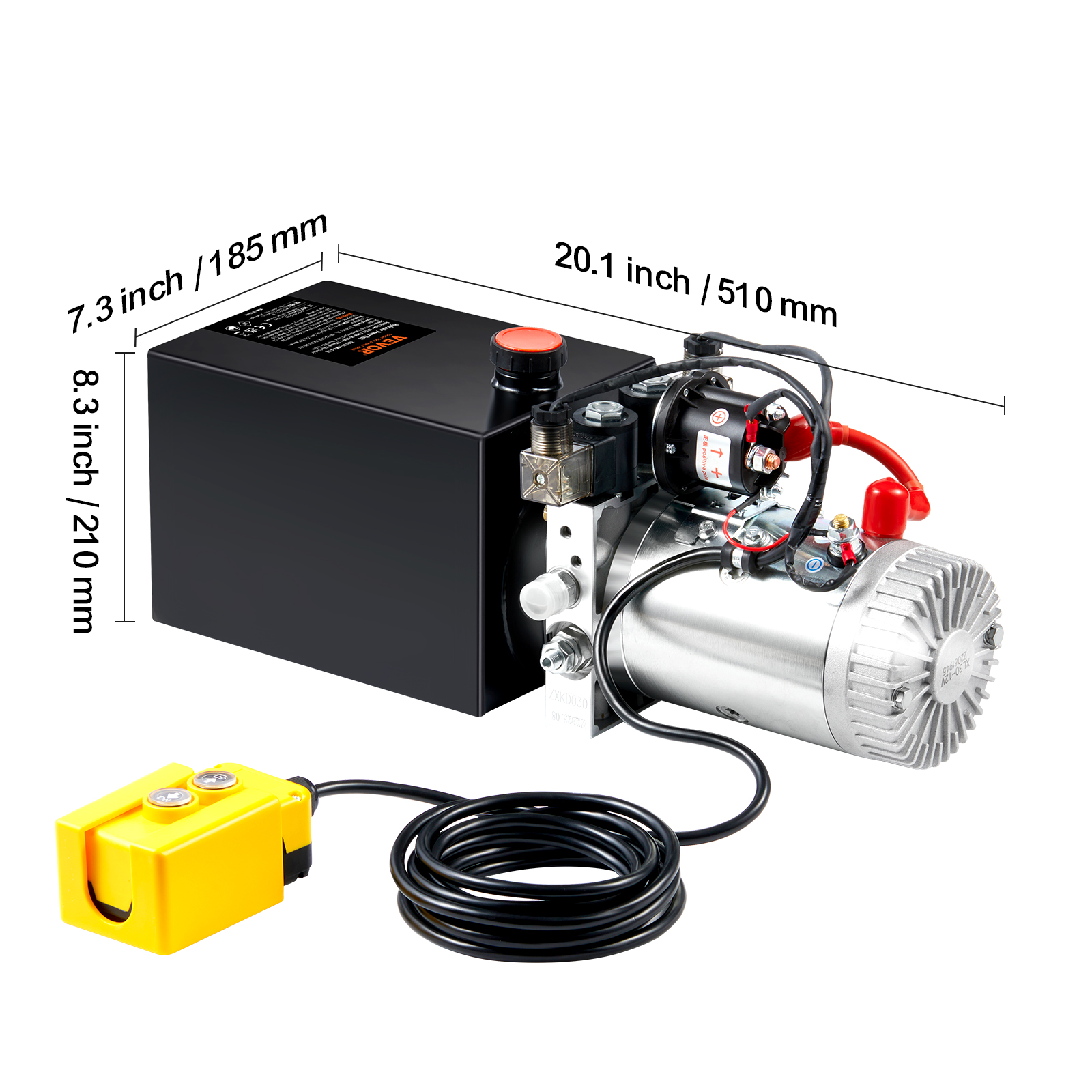 VEVOR Hydraulic Pump, 8 Quart Hydraulic Power Unit, Double Acting Dump ...