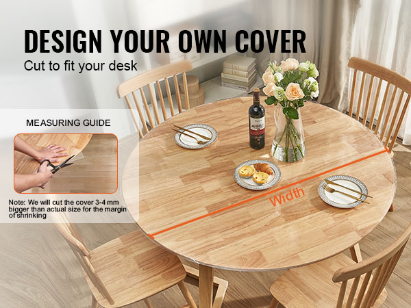 Funda para mesa redonda transparente, protector redondo de plástico para  mesa, mantel redondo transparente impermeable de PVC, protector de mesa