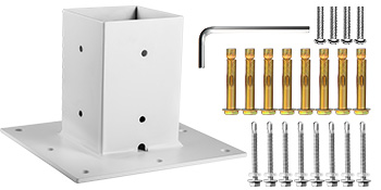 VEVOR Post Base, 4"x4" Mailbox Base Plate, White Powder-Coated Fence Post Anchor, Q235 Steel Deck Post Base, Surface Mount Base Plate for Mailbox Post Deck Supports Porch Railing Post Holders
