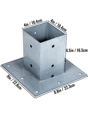 VEVOR Post Base, 4"x4" Mailbox Base Plate, Granite Powder-Coated Fence Post Anchor, Q235 Steel Deck Post Base, Surface Mount Base Plate for Mailbox Post Deck Supports Porch Railing Post Holders