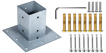 VEVOR Post Base, 4"x4" Mailbox Base Plate, Granite Powder-Coated Fence Post Anchor, Q235 Steel Deck Post Base, Surface Mount Base Plate for Mailbox Post Deck Supports Porch Railing Post Holders