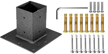 VEVOR Post Base, 4"x4" Mailbox Base Plate, Black Powder-Coated Fence Post Anchor, Q235 Steel Deck Post Base, Surface Mount Base Plate for Mailbox Post Deck Supports Porch Railing Post Holders