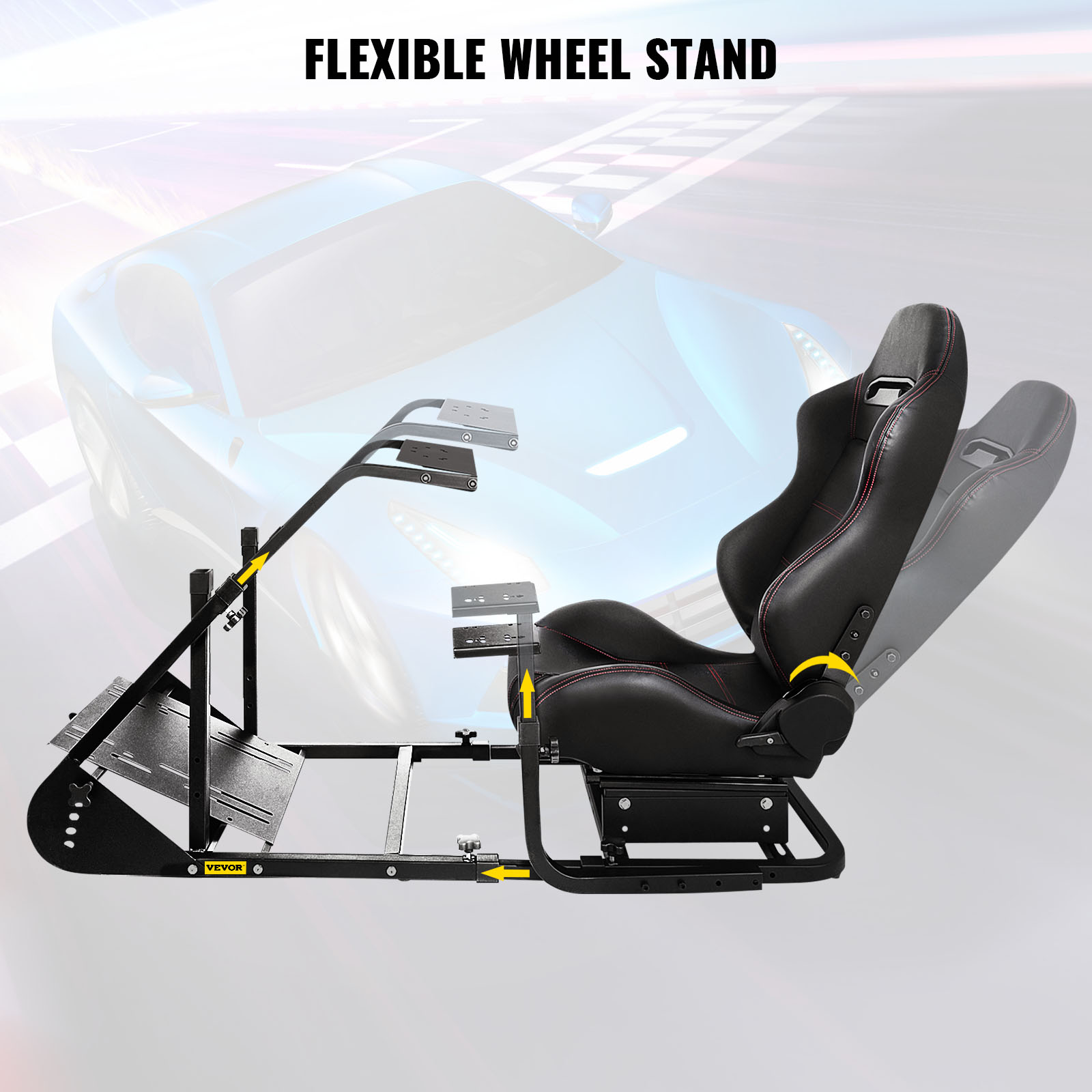 VEVOR RS6 Support Volant Réglable Chaise Jeu Course Wheel Stand Cockpit  Stable