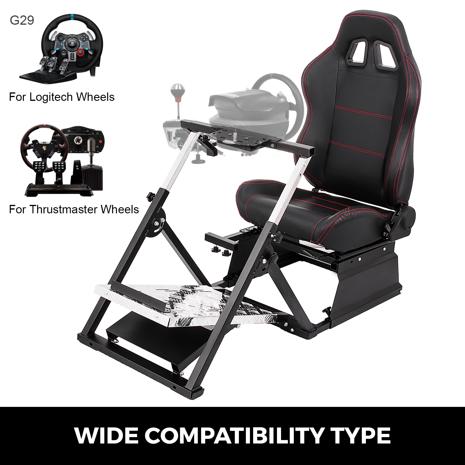 VEVOR Race Simulator Cockpit for Logitech G25, G27, G29, G920 Height Adjust  Race Wheel Stand,Wheel Pedal Shifter Not Included G29G27G25ZLYXZJ01V0 - The  Home Depot