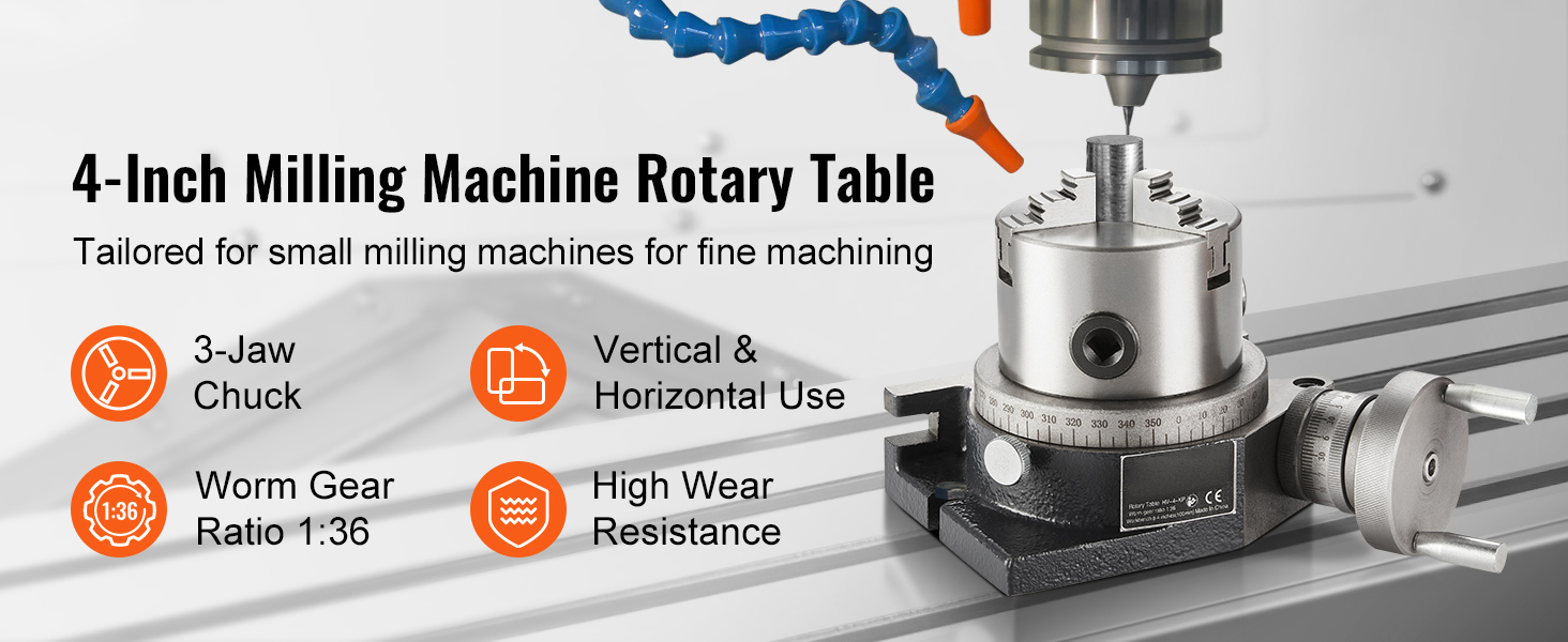 Rotary Table 4 100 mm Horizontal and Vertical & 65 mm 3 Jaw Chuck USA