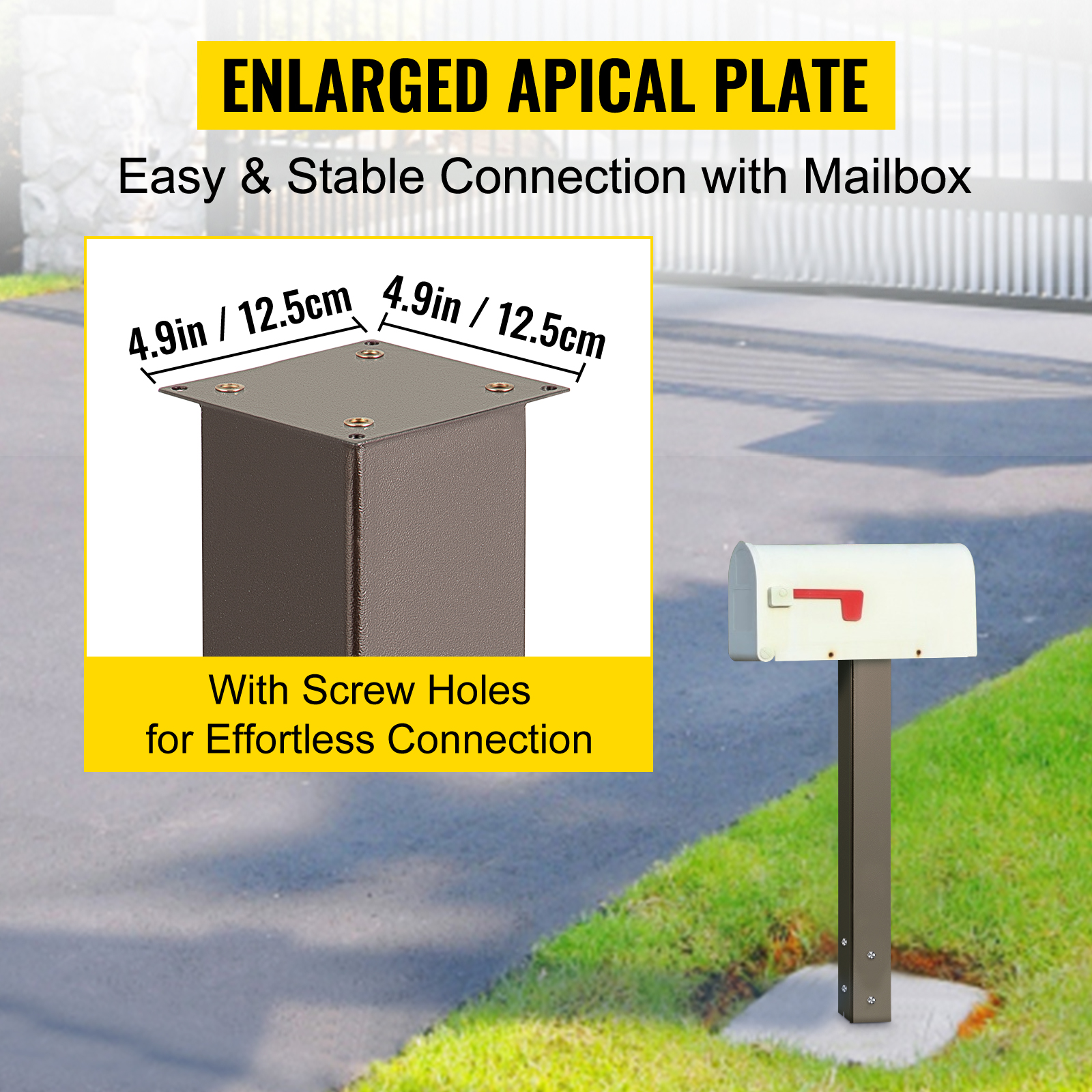 VEVOR Mailbox Post, 27" High Mailbox Stand, Bronze PowderCoated Mail