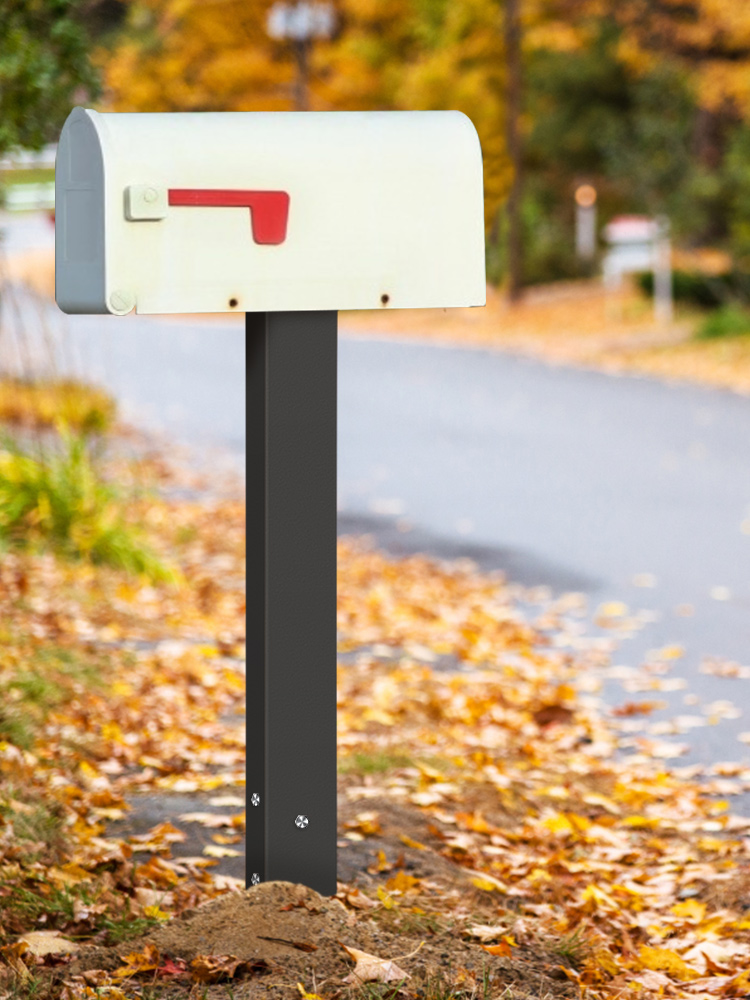 Mailbox Post, 43\" High Mailbox Stand, White Powder-Coated Mail Box Post Kit, Q235 Steel Post Stand Surface Mount Post For Sidewalk And Street Curbside, Universal Mail Post For Outdoor Mailbox