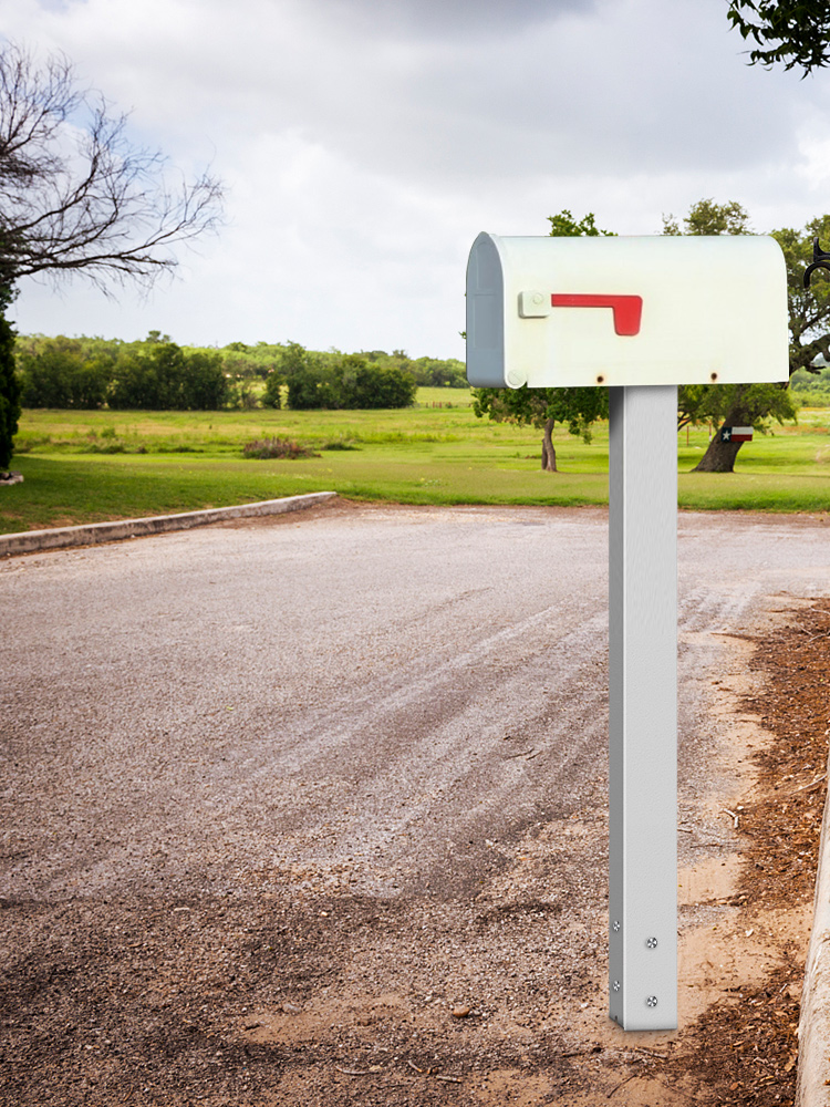 VEVOR Mailbox Post, 43" High Mailbox Stand, White Powder-Coated Mail Box Post Kit, Q235 Steel Post Stand Surface Mount Post for Sidewalk and Street Curbside, Universal Mail Post for Outdoor Mailbox