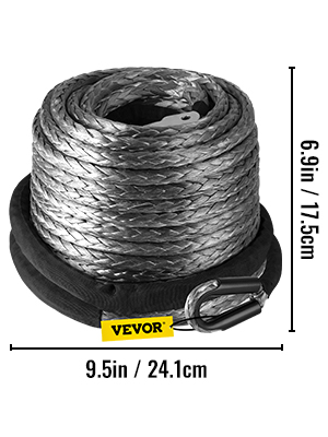 3/8x100ft Synthetic Winch Dyneema Rope 25000lbs Car Recovery Cable Line W/  Hook
