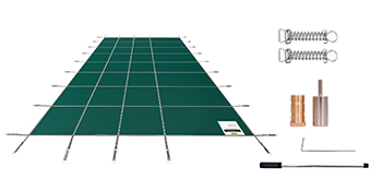 Téglalap alakú biztonsági háló medencetakaró 18X32 FT zöld téli kültéri