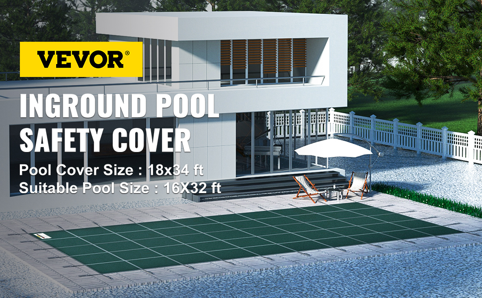 VEVOR téglalap alakú medencetakaró 4.87X9.75M zöld téli kültéri minden típusú medencéhez, például otthoni, kerti, szállodai, műszaki medencéhez, hogy jobban megvédje a medencéjét.