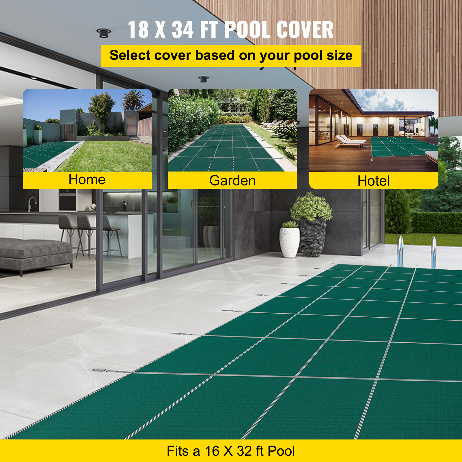 Uimoso Inground Pool Safety Cover 16'x32' 18'x36' 40'x20' Optional Center Step