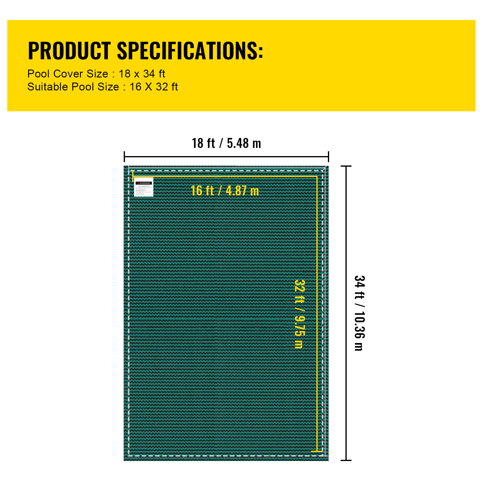 Uimoso Inground Pool Safety Cover 16'x32' 18'x36' 40'x20' Optional Center Step