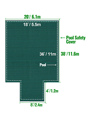 pool cover,tight mesh,18x36 ft + 8ft