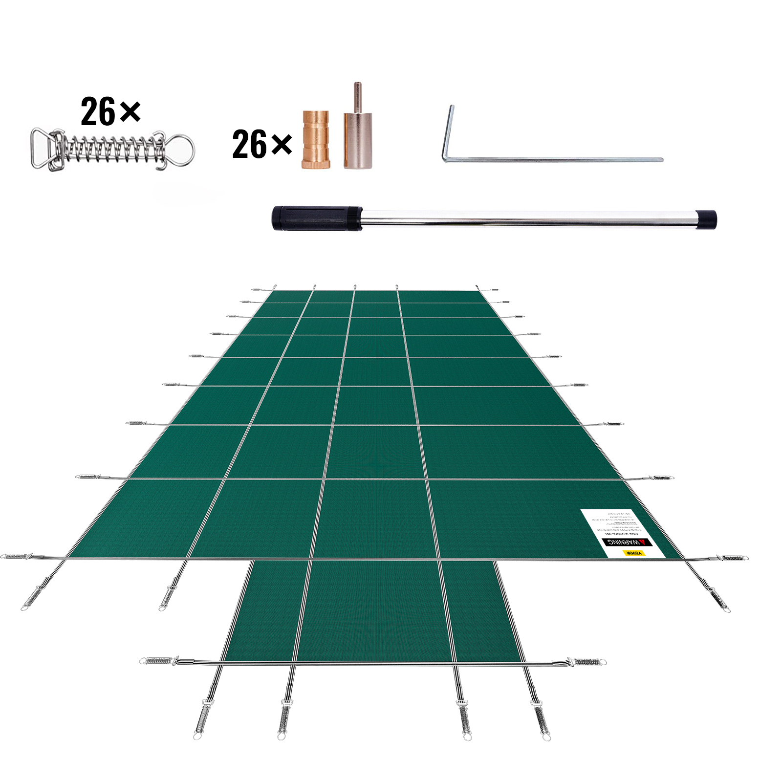 Cubierta rectangular de seguridad para piscina, sección de paso verde - Imagen 12 de 12