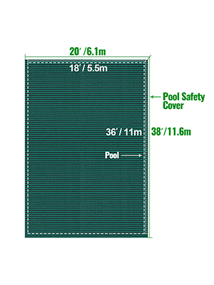 VEVOR Pool Safety Cover Fits 20 x 38 ft Rectangle Inground Safety