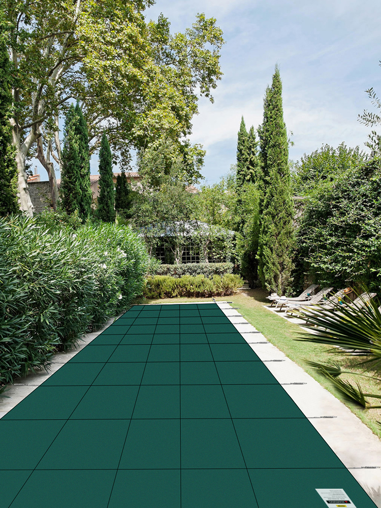 CES Rectangle Inground Safety Pool Cover 18 ft x 36 ft in Ground Winter Cover with 4x8 Center End Steps YARD GUARD 18x36 Green Mesh 15 Year Warranty 