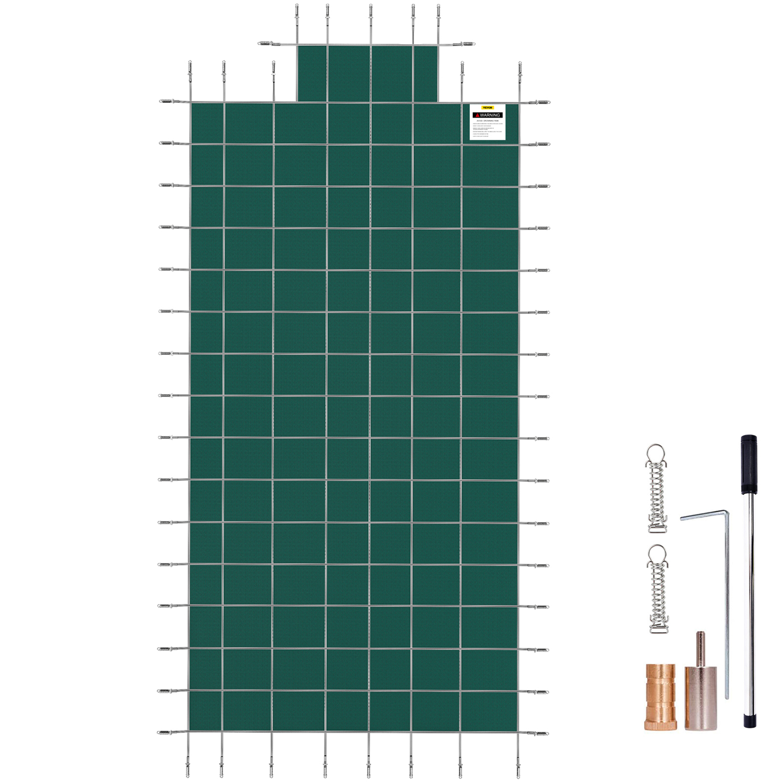 Téglalap alakú biztonsági medencetakaró zöld lépcsőszakasz 4x8 láb kültéri tél
