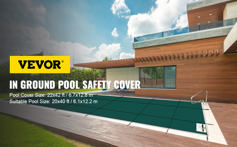 VEVOR Pool Safety Cover Fits 20x40ft Rectangle Inground Safety
