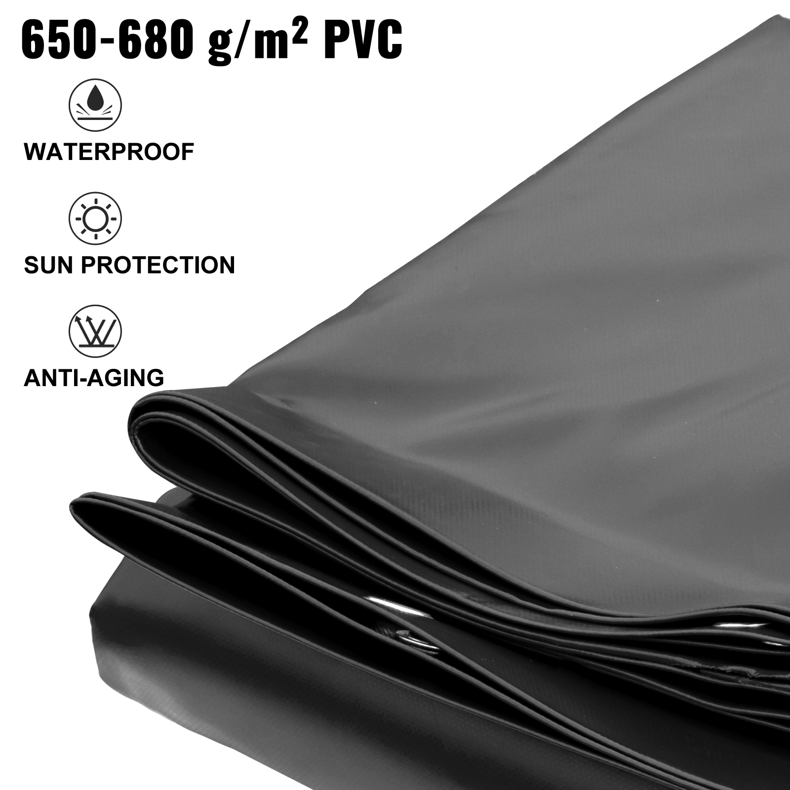 VEVOR medencetakaró téglalap alakú 3,5 x 5 m medencetakaró PVC medencetakaró fekete téliponyva téglalap medencetakaró szennyeződéstaszító