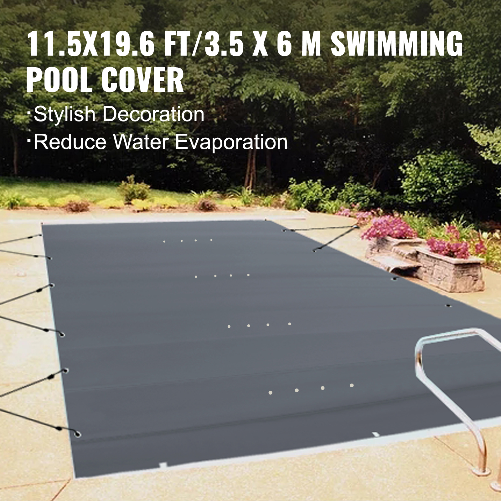 VEVOR medence ponyva téglalap alakú 3,5 x 6 m úszómedence burkolat PVC szén medencetakaró vízálló medence baldachin téli ponyva téglalap medence ponyva szennyeződéstaszító ponyva medencéhez