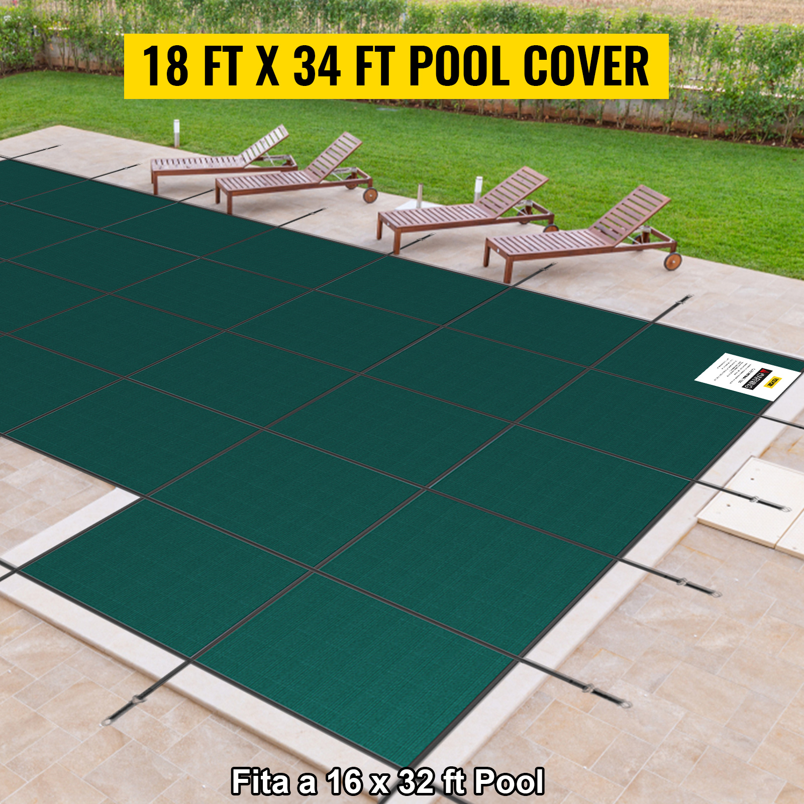 VEVOR Inground Pool Safety Cover, 20 ft x 38 ft Rectangular Winter Pool  Cover with Right Step, Triple Stitched, High Strength Mesh PP Material,  Good